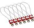 Compact Cable Padlock, Keyed Alike, Red, Pack of 6 pieces
