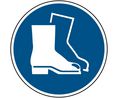 Segnaletica di sicurezza ISO - Indossare le calzature antinfortunistica, Rotondo, Bianco su blu, Poliestere, 1pz.