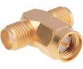 Tee 50Ohm RF Adapter SMA Plug to SMA 2 x Socket 0 → 18GHz, 50Ohm
