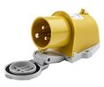 MENNEKES IP44 Yellow Wall Mount 3P Right Angle Industrial Power Plug, Rated At 16A, 110 V
