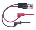 Messleitung, BNC-Stecker - 2x Micrograbber-Prüfklemme, 136.52mm, Messing, vergoldet
