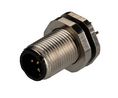 Rundsteckverbinder, M12, Stecker, Gerade, Pole - 5, Schraubanschluss, Panelmontage, 27mm