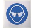 Safety Label, Square, Blue on White, Polyvinyl Chloride (PVC), Mandatory Action, 1pcs