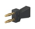 Test Adapter 2x Banana Plug 2 mm - Banana Socket 2 mm 10A 30VAC 60VDC 30.4mm Black