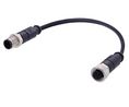 HARTING Male 4 way M12 to Female 4 way M12 Actuator/Sensor Cable, 0.6 m Ledare