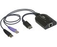 KVM Adapter with Smart Card Support, 2x USB-A Plug / 1x DisplayPort Plug - 1x RJ45 Socket