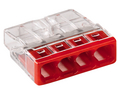 Socket Terminal, 0.5 ... 2.5mm², Poles - 4, Polycarbonate / Polyamide, Clear / Red, Pack of 10 pieces