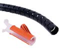 Spiral Wrap Tubing with Hand Tool, 25 ... 25mm, Polyvinyl Chloride (PVC), 3m, Black