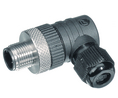 Rundsteckverbinder, M12, Stecker, Rechts abgewinkelt, Pole - 3, Schraubklemme, Kabelhalterung