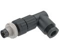 Circular Connector, M8, Plug, Right Angle, Poles - 4, Pin Penetration, Cable Mount