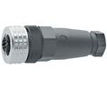 Circular Connector, M12, Socket, Straight, Poles - 4, Screw Terminal, Cable Mount
