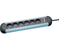 Outlet Strip 9x DE Type F (CEE 7/3) Socket - DE/FR Type F/E (CEE 7/7) Plug Black / Silver 1.8m