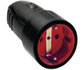 Netcontactdoos, Zwart/rood, 16A, 250V, DE-socket type F (CEE 7/3)