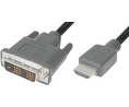 Video Cable, HDMI Plug - DVI-D 18 + 1-Pin Male, 2m