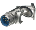 Circular Connector, M23, Plug, Right Angle, Poles - 6, Crimp, Panel Mount