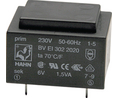 PCB Transformer, 230 VAC, 7.5 VAC, 400mA, 3VA