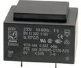 PCB Transformer, 230 VAC, 2x 9 VAC, 250mA, 4.5VA