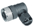 Circular Connector, M12, Socket, Right Angle, Poles - 4, Screw Terminal, Cable Mount