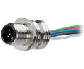 Circular Connector, M12, Plug, Straight, Poles - 5, Solder, Panel Mount