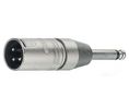 Adapter XLR 3pol do tele 6,3 mm, Prosty, Wtyk XLR - Wtyk 1/4" mono