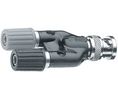RF Adapter, Straight, BNC Plug - 2x 4 mm Banana Socket, 50Ohm