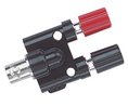 BNC Female Connector - 2x Binding Posts, Black/Red, Nickel-Plated, 30V,