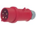 CEE Plug, Red, 5P, Cable Mount, 6mm², 32A, IP44, 400V