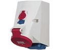 CEE Double Socket, Red / Blue, 5P, Wall Mount, 4mm², 16A, IP44, 400V