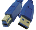 Cable, USB-A Plug - USB-B Plug, 1m, USB 3.0, Blue