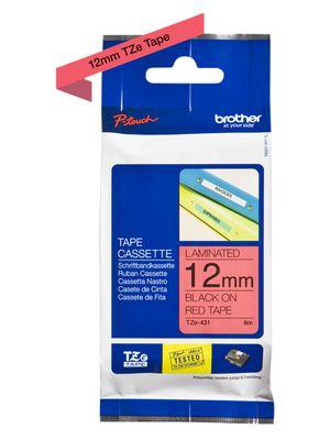 TZE-431 | Brother P-touch Tape, Polyester, 12mm x 8m, Red | Distrelec ...