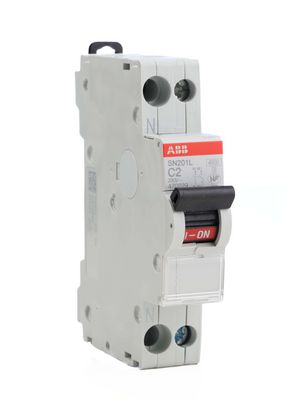 ABB SN201 MCB, 1+N, 2A Curve C, 230V AC, 4.5 kA Breaking Capacity