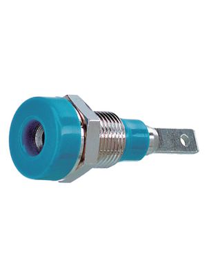 Bananenbuchse Blau 2 mm Messing Kupferlegierung 30VAC 60VDC 10A Flachstecker, 2,8 x 0,8 mm